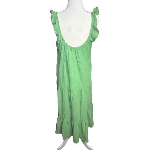 Marine Layer‎ Jude Flutter Sleeve Jade Sheen Midi Dress Sz Large Women's - Picture 3 of 6